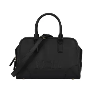 MCM Кожаная сумка бостон через плечо кроссбоди женская средняя черная