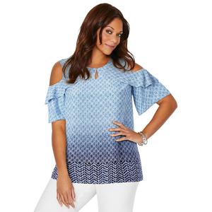 Женский топ из жоржета с открытыми плечамиCatherines больших размеров, цвет Navy Geo Print