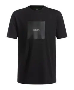 Мужская хлопковая футболка с графическим принтом Hugo, черный