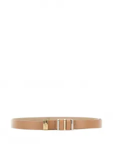 Кожаный ремень с металлическими деталями GIANNI CHIARINI, бежевый