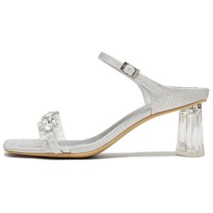 Женские сандалии Quiet Slide со стразами, серебристые/прозрачные BASTO, Silver/Transparent