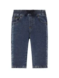 Джинсы с пятью карманами и логотипом Dolce & Gabbana Kids, синий