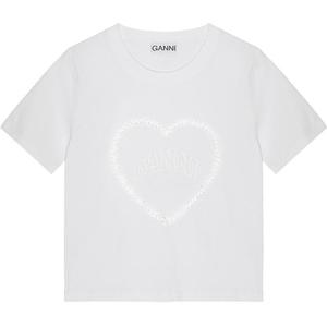 Футболка с вышитым логотипом GANNI, белый