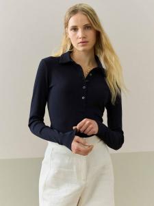 Топ из рубчатого джерси из органической хлопчатобумажной смеси Brora, цвет Ink