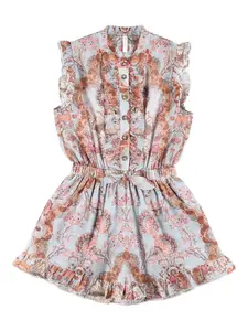 Комбинезон с цветочным принтом и оборками Zimmermann Kids, синий