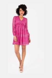 Розовое мини-платье с объемными рукавами и завязкой по бокам Lovedrobe, розовый