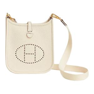 HERMES Сумка через плечо Evelyne Clemence из телячьей кожи кремово-белого цвета