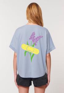 Футболка Mira Paris BANDAGE BACK PRINT ROLLUP TEE OVERSIZED, Light Blue