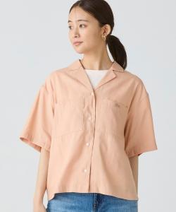 Рубашка с открытым воротником из льна и вискозы