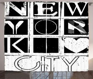 Шторы ABAKUHAUS New York Rustic, City Kalli Squares, универсальные ленточные шторы для гостиной с петлями и крючками, 280 x 225 см, цвет: антрацитовый серый и белый Abakuhaus