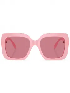 Солнцезащитные очки в прямоугольной оправе с кристаллами Swarovski, розовый