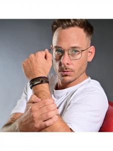 Adeliás Мужской браслет - кожаный браслет с тигровым глазом, 19 см, коричневый