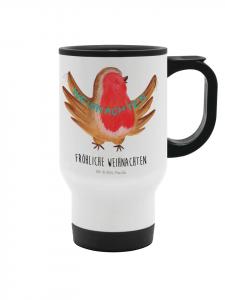 Mr. & Mrs. Panda Термокружка с изображением малиновки на Рождество и надписью белого цвета