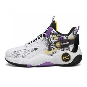 WARRIOR Баскетбольные кроссовки мужские высокие пурпурно-черные с белым, цвет White Black Purple
