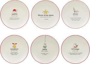 Certified International Christmas Fun Red Sayings десертные тарелки 21,5 см, набор 6 шт, ассорти дизайнов