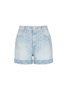 Джинсовые шорты с монограммой Balmain, синий