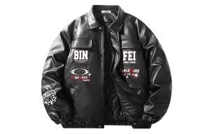 Ice flying Кожаная куртка унисекс, DXS09 Black[Padded and Thickened]