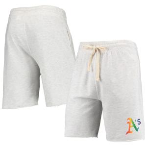 Мужские шорты Concepts Sport Oatmeal Oakland Athletics Mainstream с логотипом Terry Tri-Blend