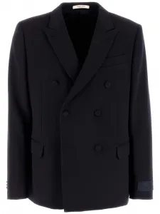 Шерстяной двубортный пиджак VALENTINO GARAVANI, синий