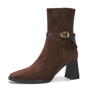 Bamiti Ботинки на каблуке 7 см "Как по ровной земле" для женщин - коричневые, цвет Brown