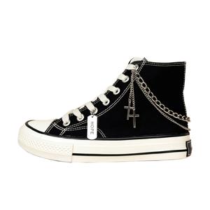 A&M Износостойкие дышащие высокие парусиновые туфли женские черные