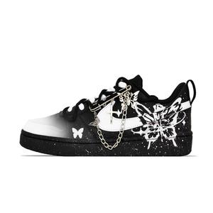 Кроссовки для скейтбординга Court Borough Dancing Butterfly Low top Kids' Unisex Nike, черный белый