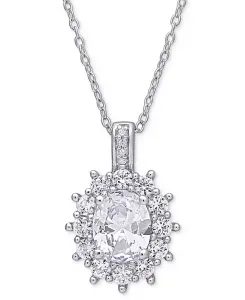 Ожерелье с подвеской-галочкой 18 дюймов из стерлингового серебра с драгоценными камнями и бриллиантами Macy'S, white