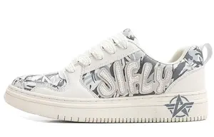 Низкие скейтерские кроссовки унисекс бежево-серые Jifffly, белые