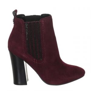 Ботильоны на каблуке из кожи с эффектом замши fllun3sue10 женщина Guess, бургундия