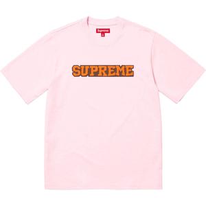 Топ с коротким рукавом и сатиновой аппликацией Supreme, светло-розовый
