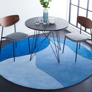 SAFAVIEH Fifth Avenue Collection ковер 92 x 92 см круглый Blue FTV117M ручной работы в стиле Mid-Century Modern из премиальной новозеландской шерсти для прихожей, гостиной, спальни или кухни