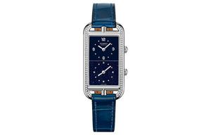 Hermes Наручные часы Nantucket с кварцевым механизмом, ремешком из натуральной кожи, черным циферблатом, женские