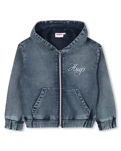 Детская куртка для девочки синего цвета с длинными рукавами Hugo