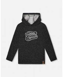 Детская толстовка с длинными рукавами и капюшоном из очень мягкого трикотажа с начесом, черная - для малышей/детей Deux par Deux, Black