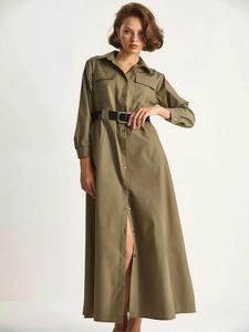 Bianco Lucci Рубашка-платье цвета хаки