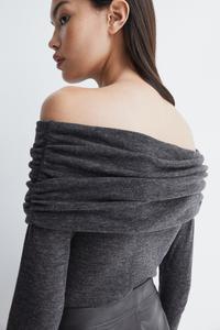 Рубашка с открытыми плечами H&M, серый