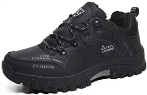 Мужские ботинки для пеших прогулок Зимние ботинки Снегоходные Ботинки Повседневные Легкие Водонепроницаемые Снежные Ботинки Для Всех Поверхностей Дышащие Уличные Ботинки До Щиколотки Ботинки для Походов и Туризма Qacksv, черный