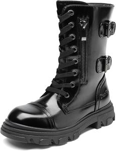 Ботинки DREAM PAIRS для девочек с боковой молнией, ботильоны на шнуровке для малышей/детей младшего и старшего возраста, All Black