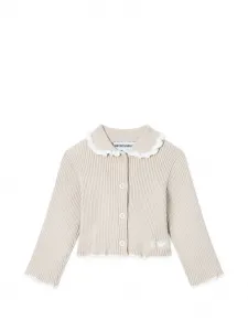 Топ в рубчик с рюшами Emporio Armani Kids, бежевый