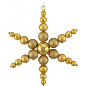 18-дюймовое небьющееся коммерческое рождественское украшение в форме снежинки с 3-слойной отделкой золотого цвета Christmas Central, золотой