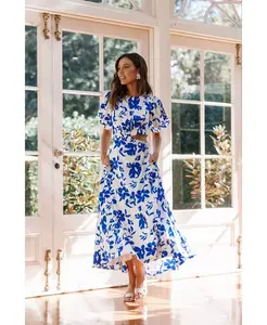 Женское платье Aminah с рукавами-фонариками Petal and Pup, синий