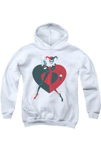 Батмен и Харли Квин Молодежная толстовка с капюшоном Gildan, белый