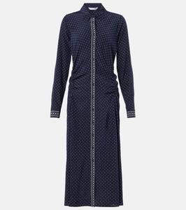 Платье-рубашка из смесового шелка в горошек Lex Veronica Beard, Navy Multi