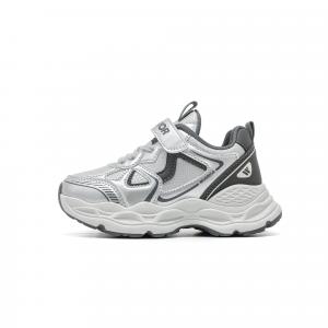 Детские кроссовки Mid top Lifestyle с мягкой подошвой, амортизацией, устойчивые к истиранию и скольжению WARRIOR, серебро серый/темно-серый