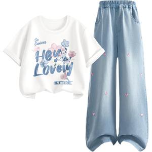 Детская повседневная спортивная одежда Disney, светло-голубой