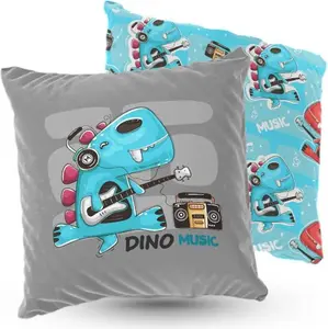 Подушка велюровая ПРЕМИУМ, музыкальный динозавр, 40 х 40 см, декоративная с наполнителем, для гостиной, спальни или в подарок 5made
