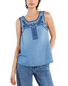 Топ с цветочной вышивкой Billy T, синий