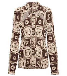 Футболка с вырезом Huyen Nanushka, Brown Tile Print