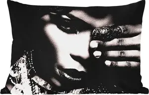 Подушка для улицы - Для женщин - Украшения - Кольцо - Косметика - Черный - Белый - Ожерелье - 60 x 40 см - Устойчива к погодным условиям - Подушка для отдыха - Декоративная подушка - Подушка для дома MuchoWow