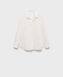Женская полупрозрачная полосатая рубашка MANGO, Off White